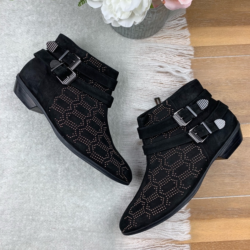 Schutz//Embellished Double Buckle Ankle Boots